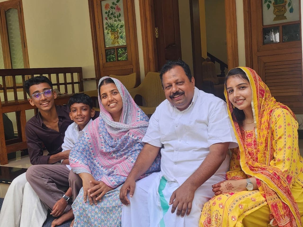 Saleem Madavoor with his family at home