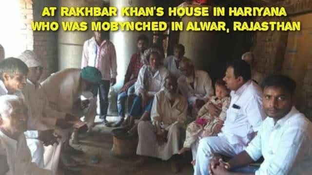 Saleem Madavoor at Rakbar Khan's house in Haryana